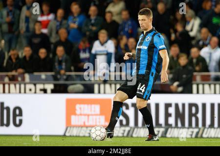 Der Brandon Mechele des Clubs kämpft während des Jupiler Pro League-Spiels zwischen dem Club Brügge und Sporting Lokeren um den Ball, Freitag, den 14. September 2018, in Brügge, am siebten Tag der Jupiler Pro League, der belgischen Fußballmeisterschaft 2018-2019. BELGA FOTO KURT DESPLENTER Stockfoto