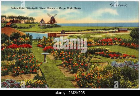 Doble Point Windmill, West Harwich, Cape Cod, Mass. , Windmills, Tichnor Brothers Collection, Postkarten der Vereinigten Staaten Stockfoto