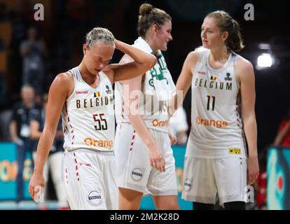 Belgian Cats Julie Allemand looks dejected after a basketball game between Belgium's national team 'the Belgian Cats' and United States, in the semi finals of the FIBA women's Basketball World Cup, in Tenerife, Spain, Saturday 29 September 2018. BELGA PHOTO VIRGINIE LEFOUR Stockfoto