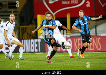 Club's Siebe Schrijvers fights for the ball during the Jupiler Pro League match between Club Brugge KV and Cercle Brugge KSV, Saturday 29 September 2018 in Brugge, on the ninth day of the 'Jupiler Pro League' Belgian soccer championship season 2018-2019. BELGA PHOTO KURT DESPLENTER Stock Photo