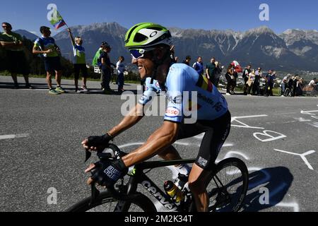 CAPTION CORRECTION - Correcting name to Serge Pauwels, instead of Van Avermaet - Belgian Serge Pauwels pictured in action during the men elite road race the 2018 UCI Road World Championships Cycling in Innsbruck, Tirol, Austria, Sunday 30 September 2018. This year's Worlds are taking place from 22 to 30 September. BELGA PHOTO ERIC LALMAND  Stock Photo