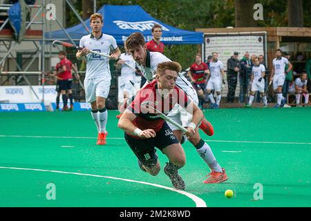 Dragons' Shane O'Donoghue in Aktion während eines Hockeyspiels zwischen KHC Dragons und Waterloo Ducks HC, im Audi League Hockeywettbewerb, Sonntag, den 07. Oktober 2018, in Brasschaat. BELGA FOTO JAMES ARTHUR GEKIERE Stockfoto