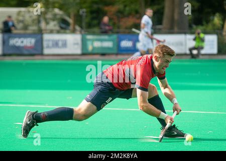 Dragons' Shane O'Donoghue in Aktion während eines Hockeyspiels zwischen KHC Dragons und Waterloo Ducks HC, im Audi League Hockeywettbewerb, Sonntag, den 07. Oktober 2018, in Brasschaat. BELGA FOTO JAMES ARTHUR GEKIERE Stockfoto