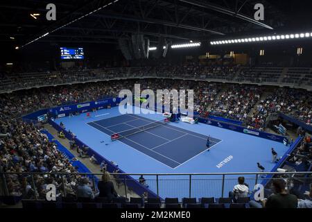 Illustration picture shows the Lotto Arena during a tennis game between French Gael Monfils (ATP-38) and British Kyle Edmund (ATP-15), the final of the 'European Open' hard court tennis tournament in Antwerp, Sunday 21 October 2018. BELGA PHOTO KRISTOF VAN ACCOM Stock Photo