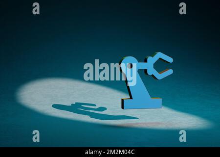 Wunderschöne abstrakte Illustrationen Symbol für Präzisionsfertigung auf dunkelblauem Hintergrund. 3D-Rendering-Abbildung. Hintergrundmuster für Desi Stockfoto