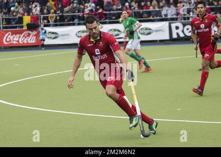 Der belgische Simon Gougnard spielte in Aktion während eines freundlichen Hockeyspiels zwischen der belgischen Nationalhockeymannschaft The Red Lions und Irland am Samstag, den 10. November 2018 in Brüssel. BELGA FOTO SEBASTIEN TECHNIK Stockfoto