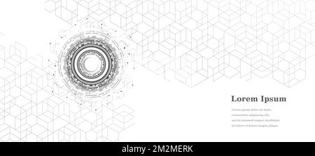 Abstraktes schwarz weißes Sechseck, ai künstliche Intelligenz, geometrische Textur Hintergrund, wissenschaftliche Technologie, futuristisches Konzept Stockfoto