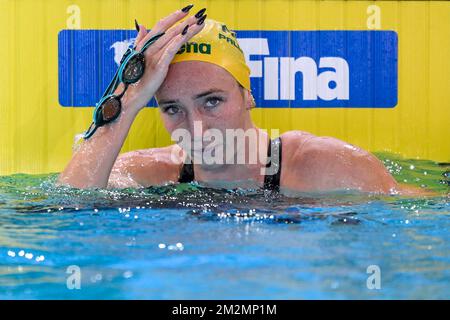 Melbourne, Australia. 14th Dec, 2022. Lani Pallister of Australia reacts after winning the gold medal in the 800m Freestyle Women Final during the FINA Swimming Short Course World Championships at the Melbourne Sports and Aquatic Centre in Melbourne, Australia, December 14th, 2022. Photo Giorgio Scala/Deepbluemedia/Insidefoto Credit: Insidefoto di andrea staccioli/Alamy Live News Stock Photo