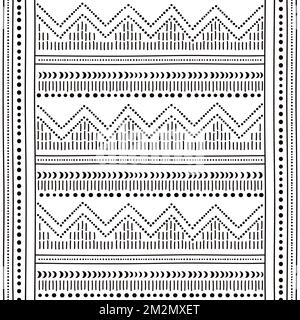 Tribal dotted Bell Beaker pottery folk art style vector seamless repetitive pattern, prehistoric dotted vases and bowls retro tribal design from Great Stock Vector