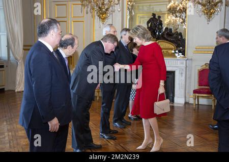 Königin Mathilde von Belgien, die am Donnerstag, den 13. Dezember 2018, im Königspalast in Brüssel auf einem königlichen Empfang für Menschen, die mit der Gnade des Adligen ausgezeichnet wurden, zu sehen ist. BELGA FOTO HATIM KAGHAT Stockfoto