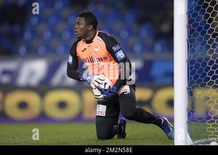 Oostende's goalkeeper Fabrice Ondoa pictured during the soccer match between KRC Genk and KV Oostende, Sunday 16 December 2018 in Genk, on the 19th day of the 'Jupiler Pro League' Belgian soccer championship season 2018-2019. BELGA PHOTO YORICK JANSENS Stock Photo