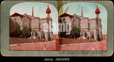 Das Erdbeben zerstörte Türme und Mauern von St. Dominic's Cathedral, San Francisco, 18. April 1906, Kathedralen, Erdbeben, Erdbeben und Feuer in San Francisco, Kalifornien, 1906 Stockfoto