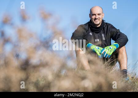 Torwart von Charleroi, French Remy Riou, posiert für den Fotografen nach der morgendlichen Sitzung am dritten Tag des Wintertrainingslagers der belgischen Fußballmannschaft Sporting Charleroi in Valencia, Spanien, Montag, 07. Januar 2019. BELGA FOTO LAURIE DIEFFEMBACQ Stockfoto