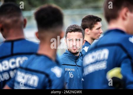 Siebe Schrijvers des Clubs, gefilmt am zweiten Tag des Wintertrainingslagers des belgischen Fußballteams Club Brügge, in Katar, Montag, 07. Januar 2019. BELGA FOTO BRUNO FAHY Stockfoto