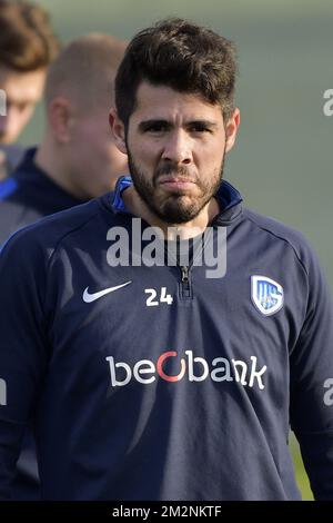 Genks Alejandro Pozuelo wurde am fünften Tag des Wintertrainingslagers der belgischen Fußballmannschaft KRC Racing Genk in Benidorm, Spanien, am Donnerstag, den 10. Januar 2019 gezeigt. BELGA FOTO YORICK JANSENS Stockfoto