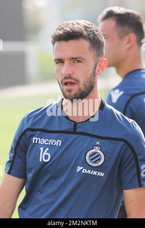 Club's Siebe Schrijvers pictured during the sixth day of the winter training camp of Belgian first division soccer team Club Brugge, in Qatar, Thursday 10 January 2019. BELGA PHOTO BRUNO FAHY Stock Photo