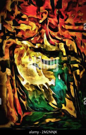Abstrakt psychedelischen Hintergrund aus Farbe chaotisch verschwommen Flecken Pinsel Striche in verschiedenen Größen. Stockfoto