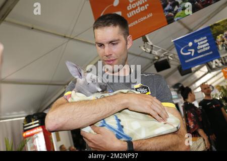 Belgian Maarten Wynants pictured during the team presentation, ahead of the Tour Down Under cycling, Saturday 12 January 2019 in Adelaide, Australia. This years edition of the race is taking place from January 15th to January 20st. BELGA PHOTO YUZURU SUNADA  Stock Photo