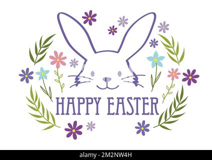 Happy Easter Vector farbenfrohes Logo isoliert auf weißem Hintergrund. Stock Vektor