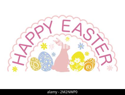 Happy Easter Vector farbenfrohes Logo isoliert auf weißem Hintergrund. Stock Vektor