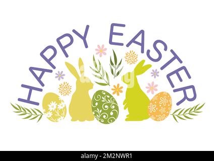 Happy Easter Vector farbenfrohes Logo isoliert auf weißem Hintergrund. Stock Vektor