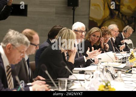 Abbildung zeigt ein gemeinsames Gipfeltreffen der flämischen Regierung und der Regierung des deutschen Mitgliedslandes Nordrhein-Westfalen am Freitag, den 18. Januar 2019 in Brüssel. BELGA FOTO NICOLAS MAETERLINCK Stockfoto