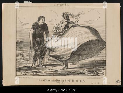 UN effet de crinoline au Bord de la mer. Honoré Daumier (1808-1879). Lithografien Stockfoto