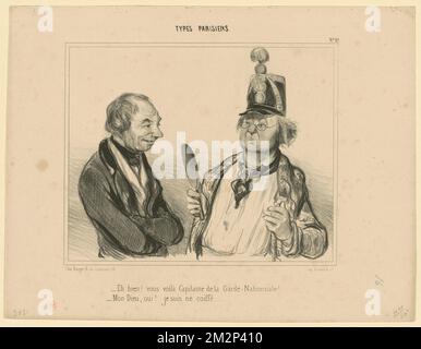 Eh bien! Vous voilà capitaine de la garde-nationale!.... Honoré Daumier (1808-1879). Lithographs Stock Photo