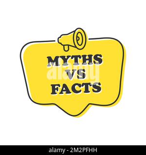 Megafon mit Mythen vs. Fakten – Sprechblase. Lautsprecher. Stock Vektor