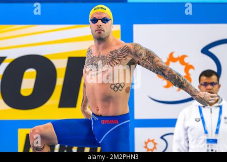 Melbourne, Australien. 14.. Dezember 2022. Kyle Chalmers aus Australien bereitet sich während der FINA Swimming Short Course World Championships im Melbourne Sports and Aquatic Centre in Melbourne, Australien, am 14.. Dezember 2022 auf das Freestyle Men Semifinal 100m vor. Foto Giorgio Scala/Deepbluemedia/Insidefoto Credit: Insidefoto di andrea staccioli/Alamy Live News Stockfoto