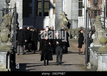 Abbildung zeigt die Trauerfeier für Prinzessin Alix von Luxemburg in der Kirche Saint-Pierre in Beloeil, Samstag, den 16. Februar 2019. Die Prinzessin starb im Alter von 89 Jahren, sie war die jüngste Tochter der Großherzogin Charlotte von Luxemburg, sie war die Tante des heutigen Großherzogs Henri. BELGA FOTO NICOLAS MAETERLINCK Stockfoto