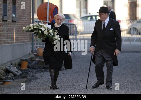 Abbildung zeigt die Trauerfeier für Prinzessin Alix von Luxemburg in der Kirche Saint-Pierre in Beloeil, Samstag, den 16. Februar 2019. Die Prinzessin starb im Alter von 89 Jahren, sie war die jüngste Tochter der Großherzogin Charlotte von Luxemburg, sie war die Tante des heutigen Großherzogs Henri. BELGA FOTO NICOLAS MAETERLINCK Stockfoto