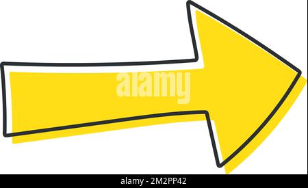 Von Hand gezeichnetes Pfeilsymbol mit gelbem Element Stock Vektor