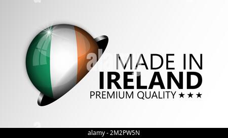 Made in Ireland Grafik und Label. Element der Wirkung für die Verwendung, die Sie daraus machen möchten. Stock Vektor