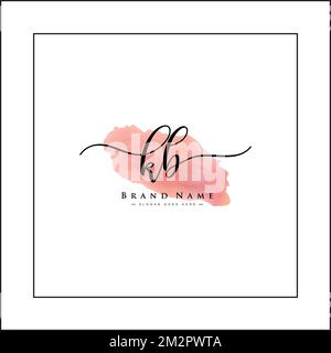 KB ursprüngliches Logo im Signature-Stil für Fotografie und Modegeschäft – Signature-Logo-Vektor in Aquarell Stock Vektor
