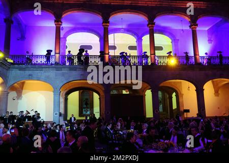 Das Bild zeigt ein Abendessen, das von Jaime Rodriguez Calderon, Gouverneur der Provinz Nuevo Leon, am fünften Tag einer belgischen Wirtschaftsmission nach Mexiko am Donnerstag, den 21. Februar 2019, in Monterrey angeboten wurde. Mehrere föderale und regionale Minister begleiten die Prinzessin vom 17. Bis 24. Februar auf einer Wirtschaftsmission nach Mexiko. BELGA FOTO ERIC LALMAND Stockfoto