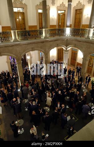 Das Bild zeigt ein Abendessen, das von Jaime Rodriguez Calderon, Gouverneur der Provinz Nuevo Leon, am fünften Tag einer belgischen Wirtschaftsmission nach Mexiko am Donnerstag, den 21. Februar 2019, in Monterrey angeboten wurde. Mehrere föderale und regionale Minister begleiten die Prinzessin vom 17. Bis 24. Februar auf einer Wirtschaftsmission nach Mexiko. BELGA FOTO ERIC LALMAND Stockfoto