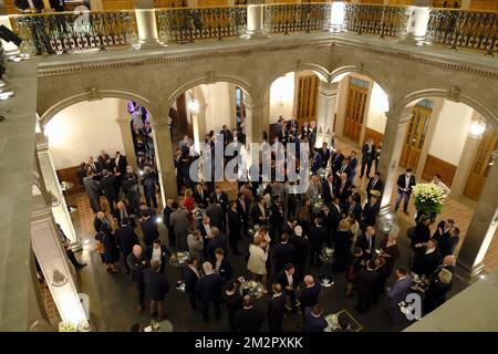 Das Bild zeigt ein Abendessen, das von Jaime Rodriguez Calderon, Gouverneur der Provinz Nuevo Leon, am fünften Tag einer belgischen Wirtschaftsmission nach Mexiko am Donnerstag, den 21. Februar 2019, in Monterrey angeboten wurde. Mehrere föderale und regionale Minister begleiten die Prinzessin vom 17. Bis 24. Februar auf einer Wirtschaftsmission nach Mexiko. BELGA FOTO ERIC LALMAND Stockfoto