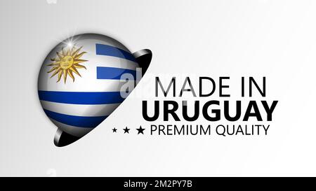 Hergestellt in Uruguay Grafik und Label. Element der Wirkung für die Verwendung, die Sie daraus machen möchten. Stock Vektor