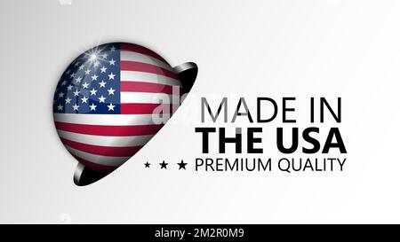 Made in USA Grafik und Label. Element der Wirkung für die Verwendung, die Sie daraus machen möchten. Stock Vektor