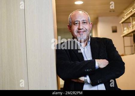 Abdellah Jouglaf, Sekretärin des belgischen Kultur- und islamischen Zentrums, präsentiert dem Fotografen auf einer Pressekonferenz die neue Vereinigung "kulturislamique de Belgique" (Centre culturel islamique de Belgique - Cultureel Islamitisch Centrum van Belgie), die die große Moschee von Brüssel am Mittwoch, den 27. Februar 2019 leitet. BELGA FOTO LAURIE DIEFFEMBACQ Stockfoto