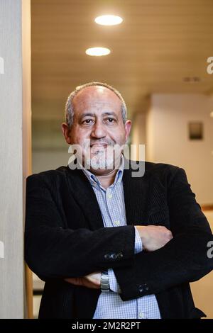 Abdellah Jouglaf, Sekretärin des belgischen Kultur- und islamischen Zentrums, präsentiert dem Fotografen auf einer Pressekonferenz die neue Vereinigung "kulturislamique de Belgique" (Centre culturel islamique de Belgique - Cultureel Islamitisch Centrum van Belgie), die die große Moschee von Brüssel am Mittwoch, den 27. Februar 2019 leitet. BELGA FOTO LAURIE DIEFFEMBACQ Stockfoto