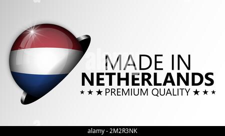 Made in Netherlands Grafik und Label. Element der Wirkung für die Verwendung, die Sie daraus machen möchten. Stock Vektor
