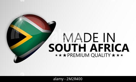 Hergestellt in Südafrika Grafik und Label. Element der Wirkung für die Verwendung, die Sie daraus machen möchten. Stock Vektor