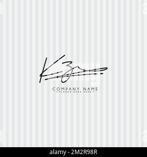 Einfaches Signature-Logo für Alphabet KZ – handschriftliche Signatur für Fotografie- und Modegeschäfte Stock Vektor