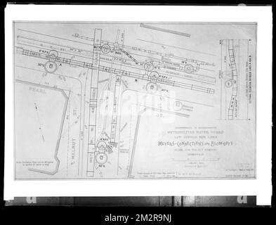 Engineering Plans, Vertriebsabteilung, Low Service Pipe Lines, Januar 1904; September 1916; Gemäß Nein B3750, Mass., September 1916, Wasserwerke, technische Karten Stockfoto