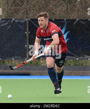 Dragons' Shane O'Donoghue in Aktion während eines Hockeyspiels zwischen Braxgata Hockey Club und KHC Dragons, am 13. Tag des „Audi League“-Hockeywettbewerbs, Sonntag, den 17. März 2019 in Boom. BELGA FOTO DAVID CATRY Stockfoto