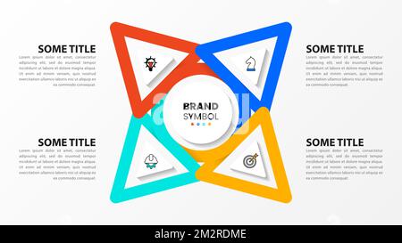 Infografik-Vorlage mit Symbolen und 4 Optionen oder Schritten. Kann für Workflow-Layout, Diagramm, Banner, webdesign verwendet werden. Vektorgrafik Stock Vektor