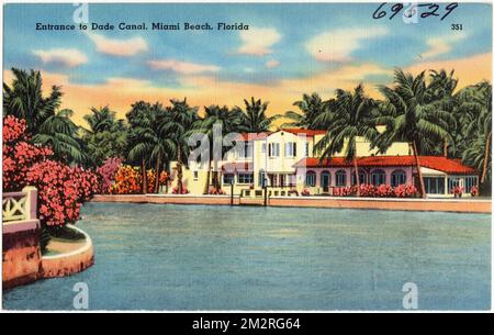 Eintritt zum Dade Canal, Miami Beach, Florida, Tichnor Brothers Collection, Postkarten der Vereinigten Staaten Stockfoto