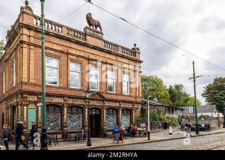 Red Lion Hotel, National Tramway Museum, Crich, Matlock, Derbyshire, England. Stockfoto